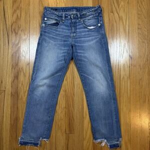 R13 Boy Straight Emil Ankle Jeans Size 26 Low Rise Uneven Hem Distressed $395